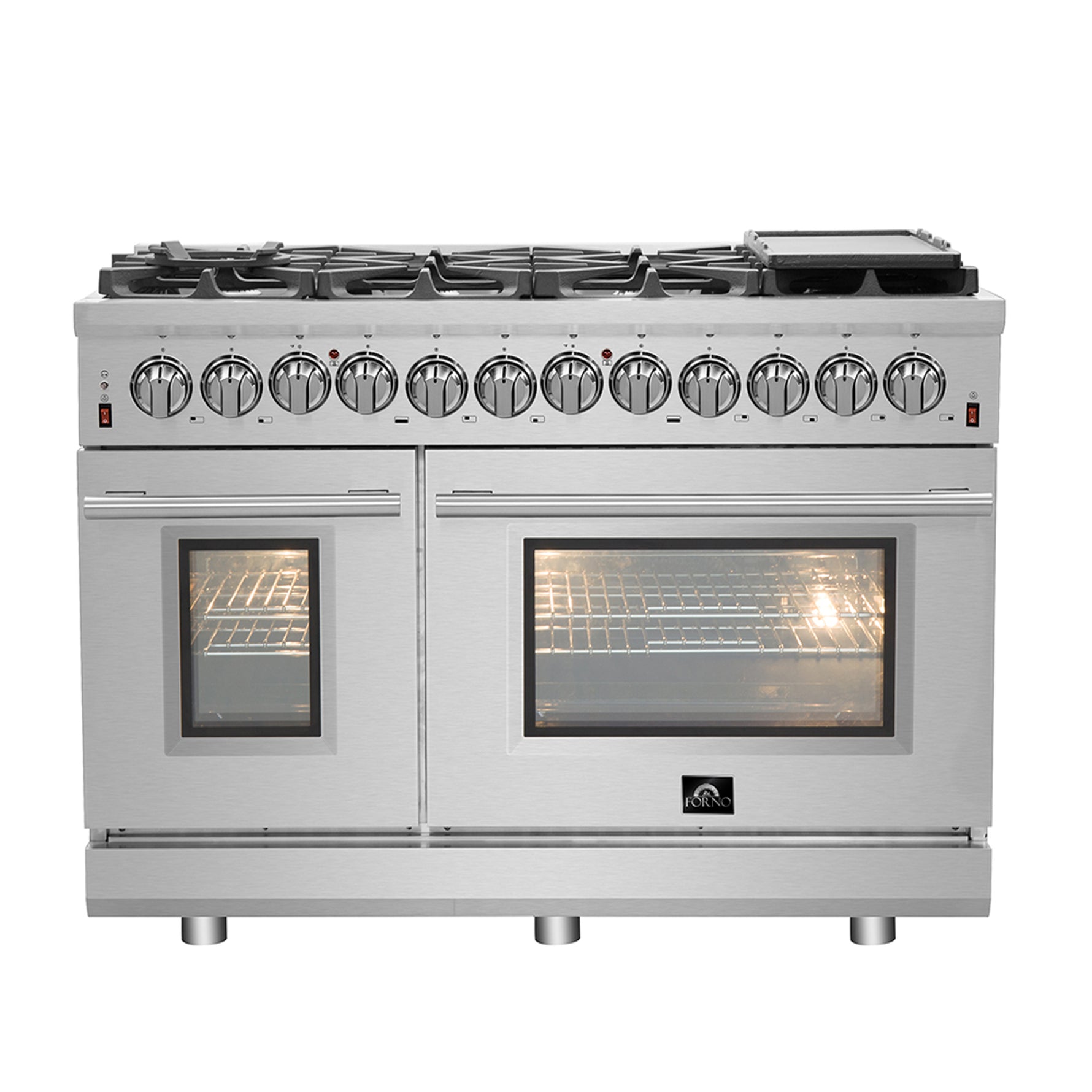 Forno Massimo 48-Inch Freestanding Dual Fuel Range, 8 Burners, Double Convection Ovens - BonPrix Électroménagers