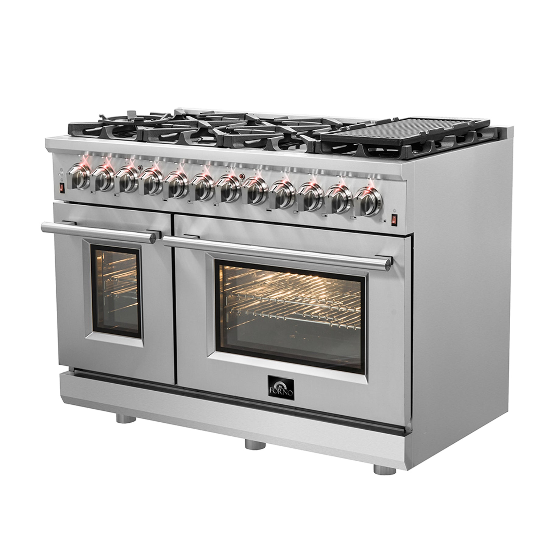 Forno Massimo 48-Inch Freestanding Dual Fuel Range, 8 Burners, Double Convection Ovens - BonPrix Électroménagers