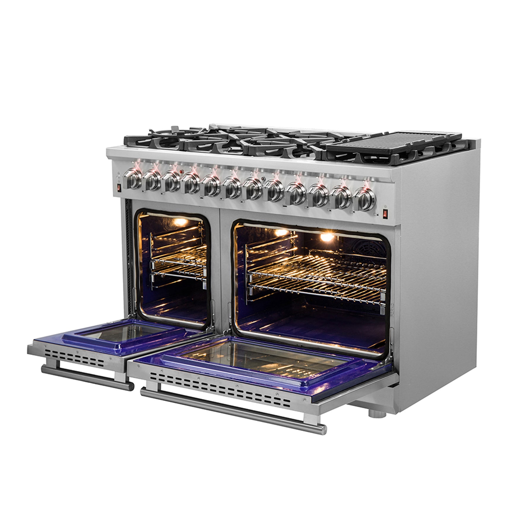 Forno Massimo 48-Inch Freestanding Dual Fuel Range, 8 Burners, Double Convection Ovens - BonPrix Électroménagers