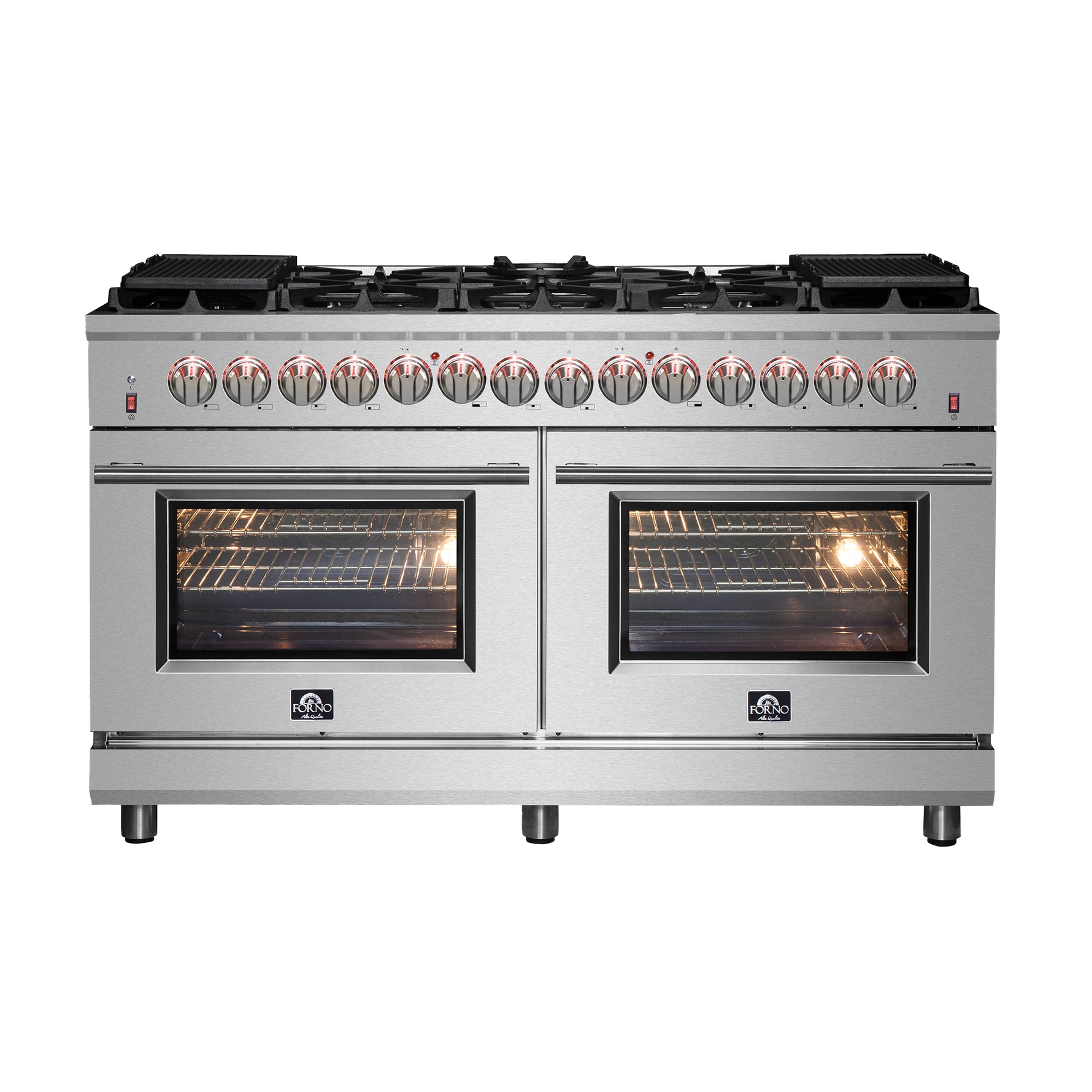 Forno Massimo 60-Inch Freestanding Dual Fuel Range, 10 Burners, Double Convection Ovens - BonPrix Électroménagers