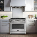 FORNO Premium 3-Piece Kitchen Bundle - Galiano 36" Dual Fuel Range, 36" French Door Refrigerator, 24" Built-In Dishwasher - FBDL-004-02CAUS - BonPrix Électroménagers