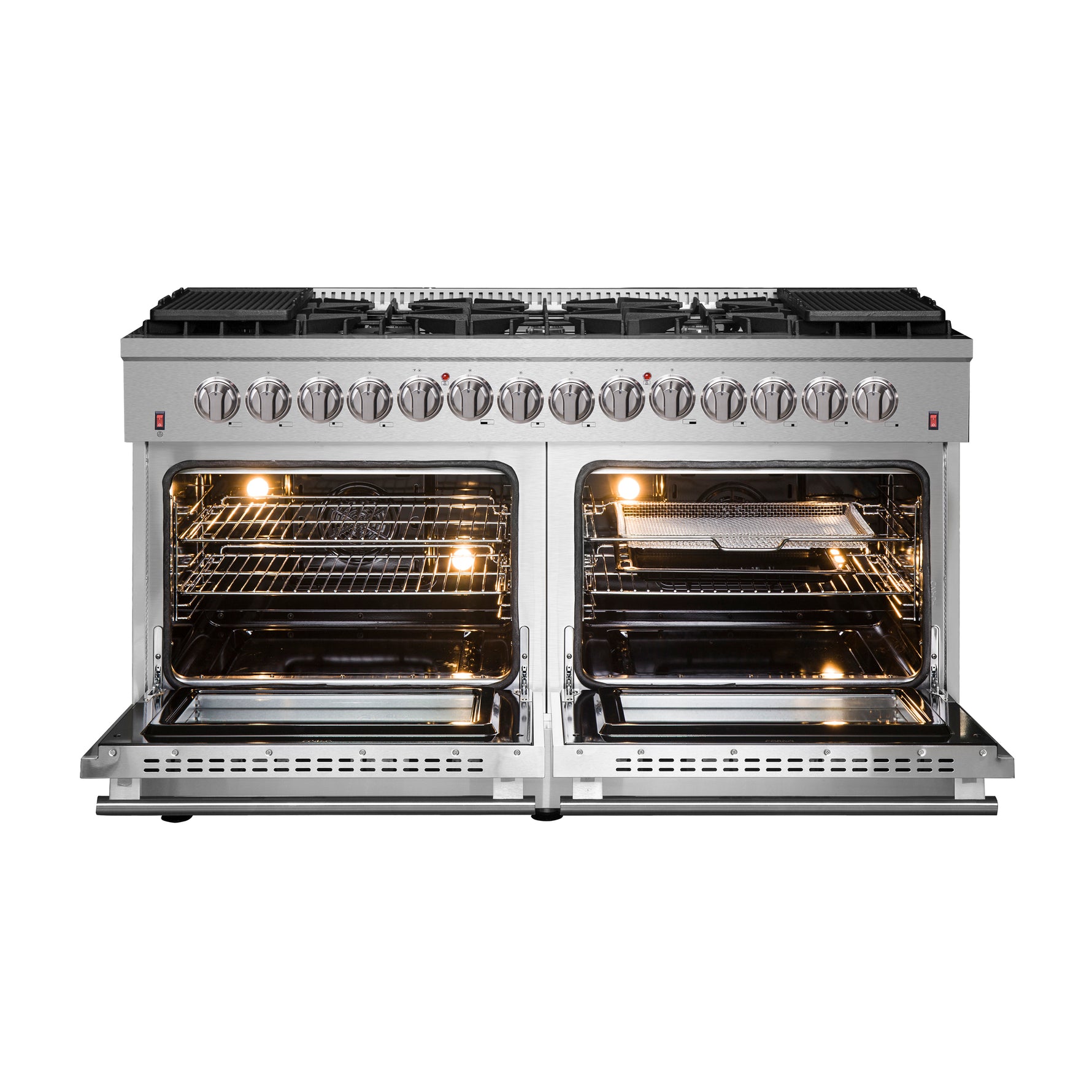 Forno Galiano 60-Inch Freestanding Dual Fuel Range, 10 Burners, Double Convection Ovens - BonPrix Électroménagers