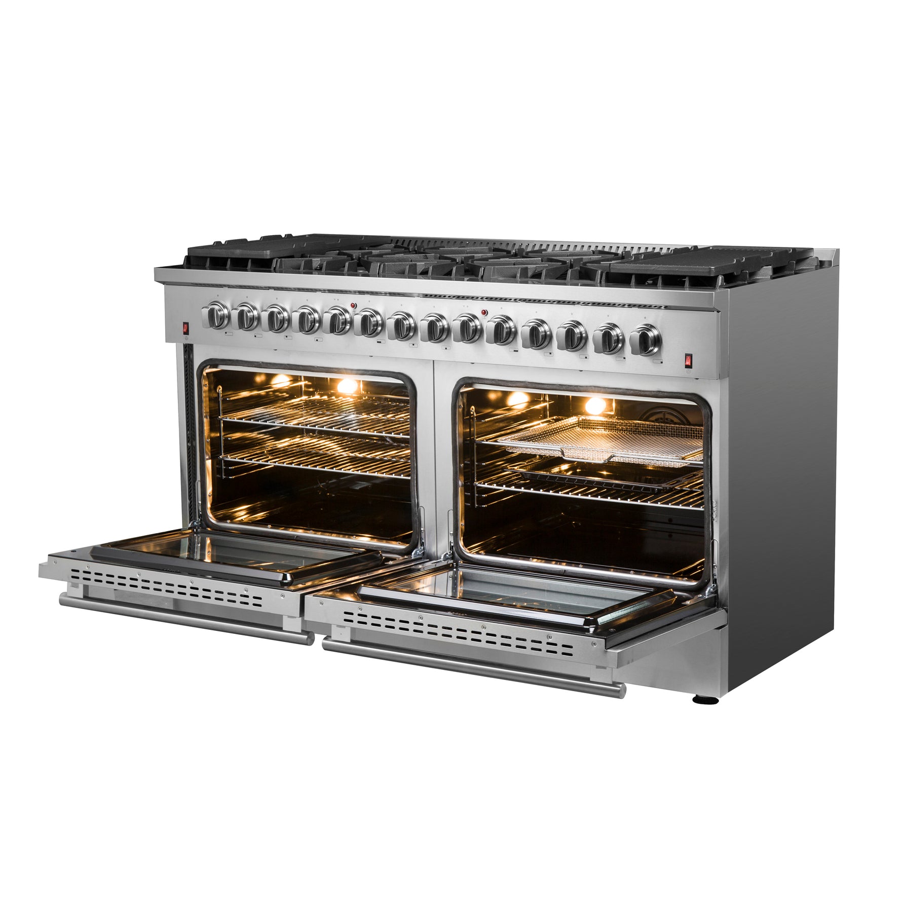 Forno Galiano 60-Inch Freestanding Dual Fuel Range, 10 Burners, Double Convection Ovens - BonPrix Électroménagers