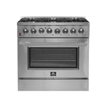 Forno Galiano 36-Inch Freestanding Dual Fuel Range, 6 Burners, Double Convection Ovens - BonPrix Électroménagers