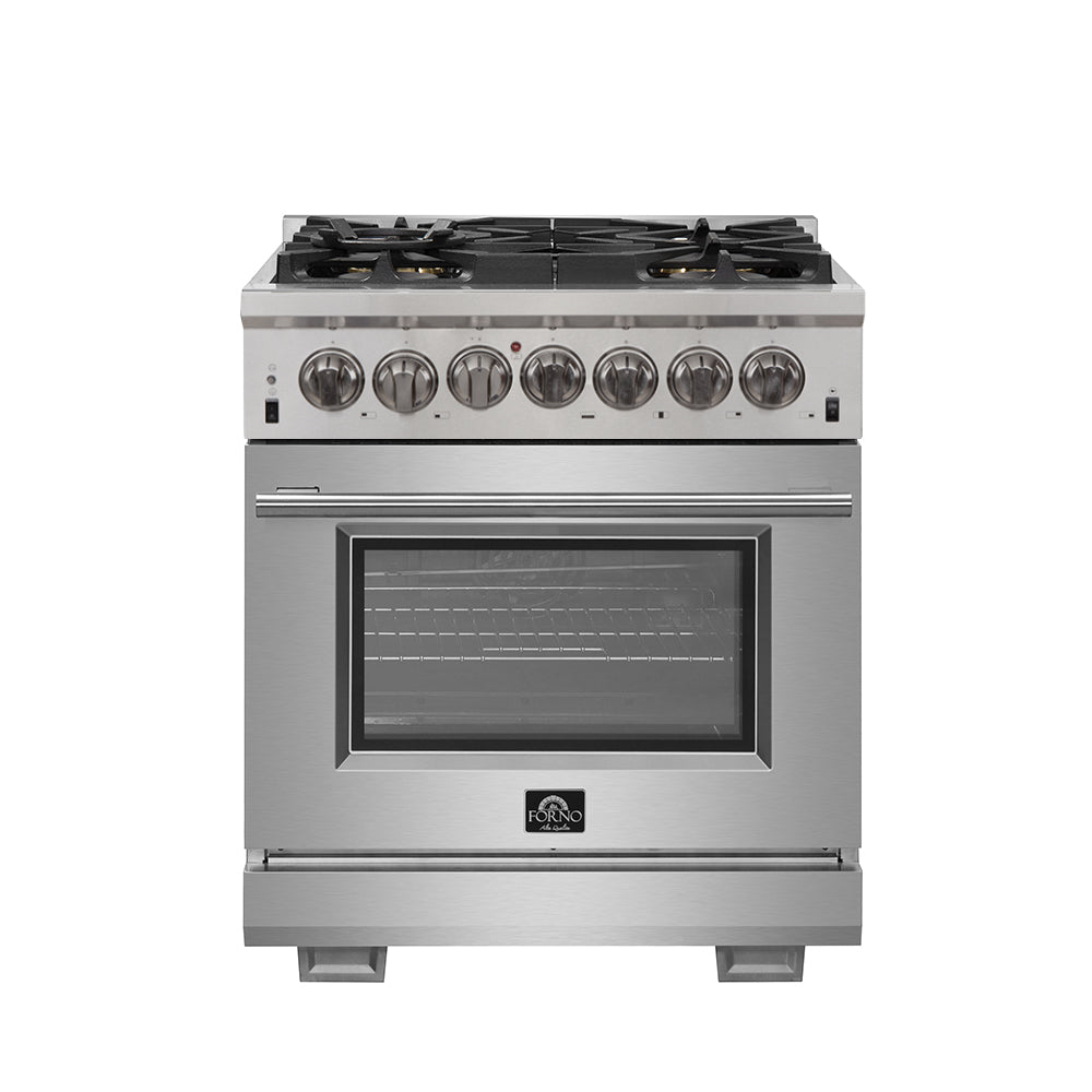 Forno Capriasca 30-Inch Freestanding Dual Fuel Range, 4 Burners, True Convection Oven - BonPrix Électroménagers