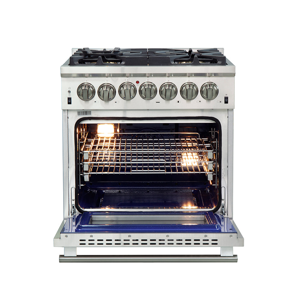 Forno Capriasca 30-Inch Freestanding Dual Fuel Range, 4 Burners, True Convection Oven - BonPrix Électroménagers