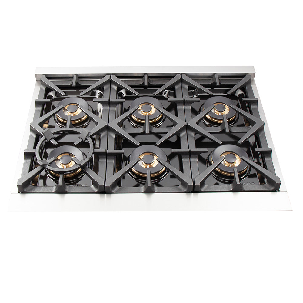 Forno Capriasca 36-Inch Freestanding Dual Fuel Range, 6 Burners, True Convection Oven - BonPrix Électroménagers