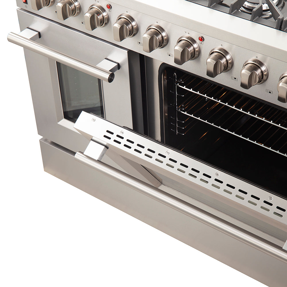 Forno Galiano 48-Inch Freestanding Gas Range, Stainless Steel, 8 Burners, 107,000 BTU, Griddle, Double Ovens, Energy Efficient - BonPrix Électroménagers