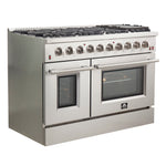 Forno Galiano 48-Inch Freestanding Gas Range, Stainless Steel, 8 Burners, 107,000 BTU, Griddle, Double Ovens, Energy Efficient - BonPrix Électroménagers