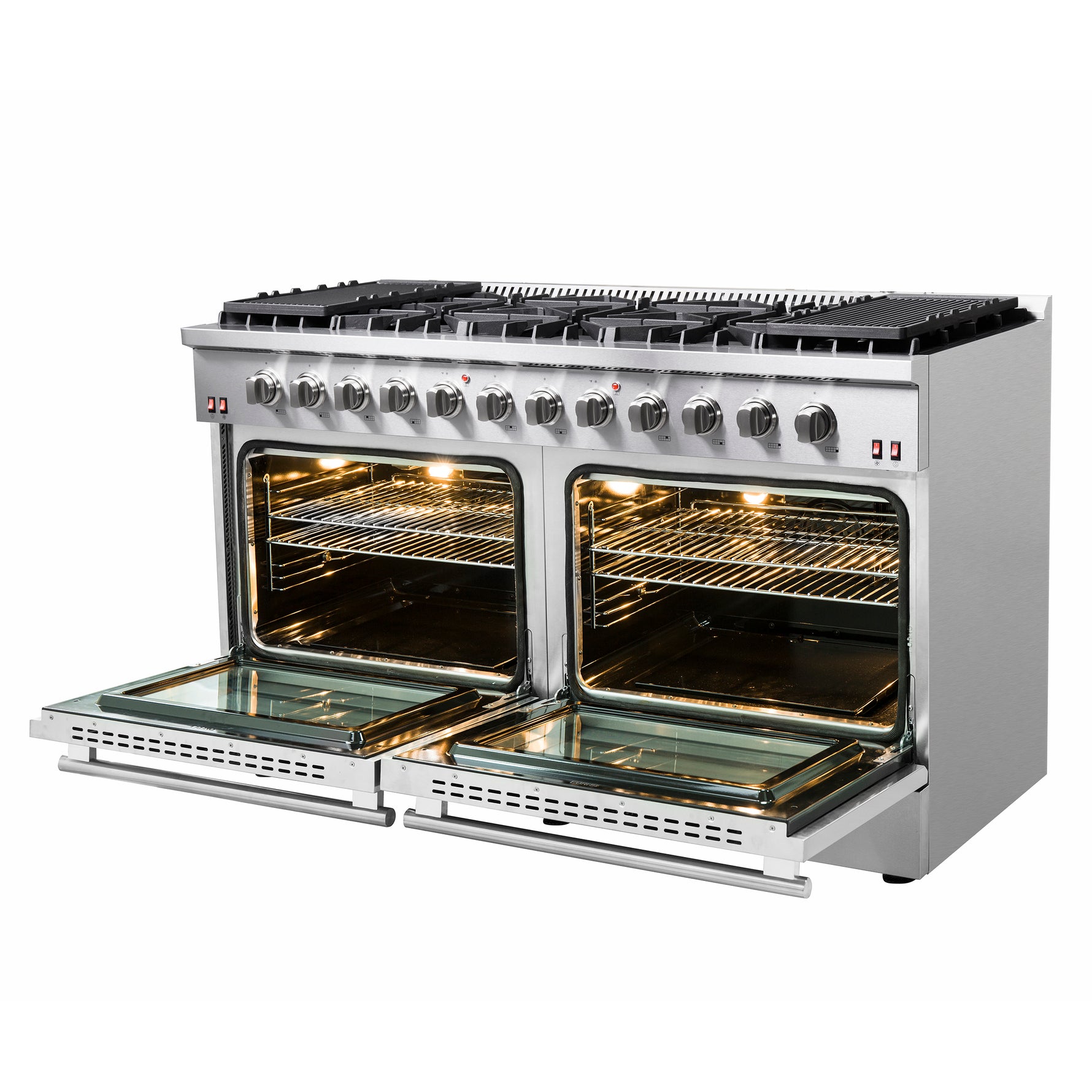 Forno Galiano 60-Inch Freestanding Gas Range, 10 Burners, Double Ovens, Griddle, Energy Efficient - BonPrix Électroménagers