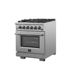 Forno Capriasca 30-Inch Freestanding Gas Range, 4 Burners, True Convection Oven - BonPrix Électroménagers