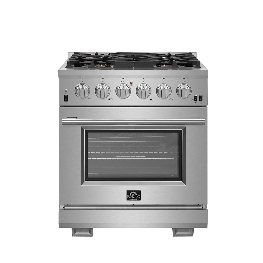 FORNO Premium 2-Piece Kitchen Bundle - Capriasca 30" Stainless Steel Range, Forno Gallipoli 30" French Door Refrigerator with Bottom Freezer 17.5 cu. ft Capacity - FBDL-019-01CAUS - BonPrix Électroménagers