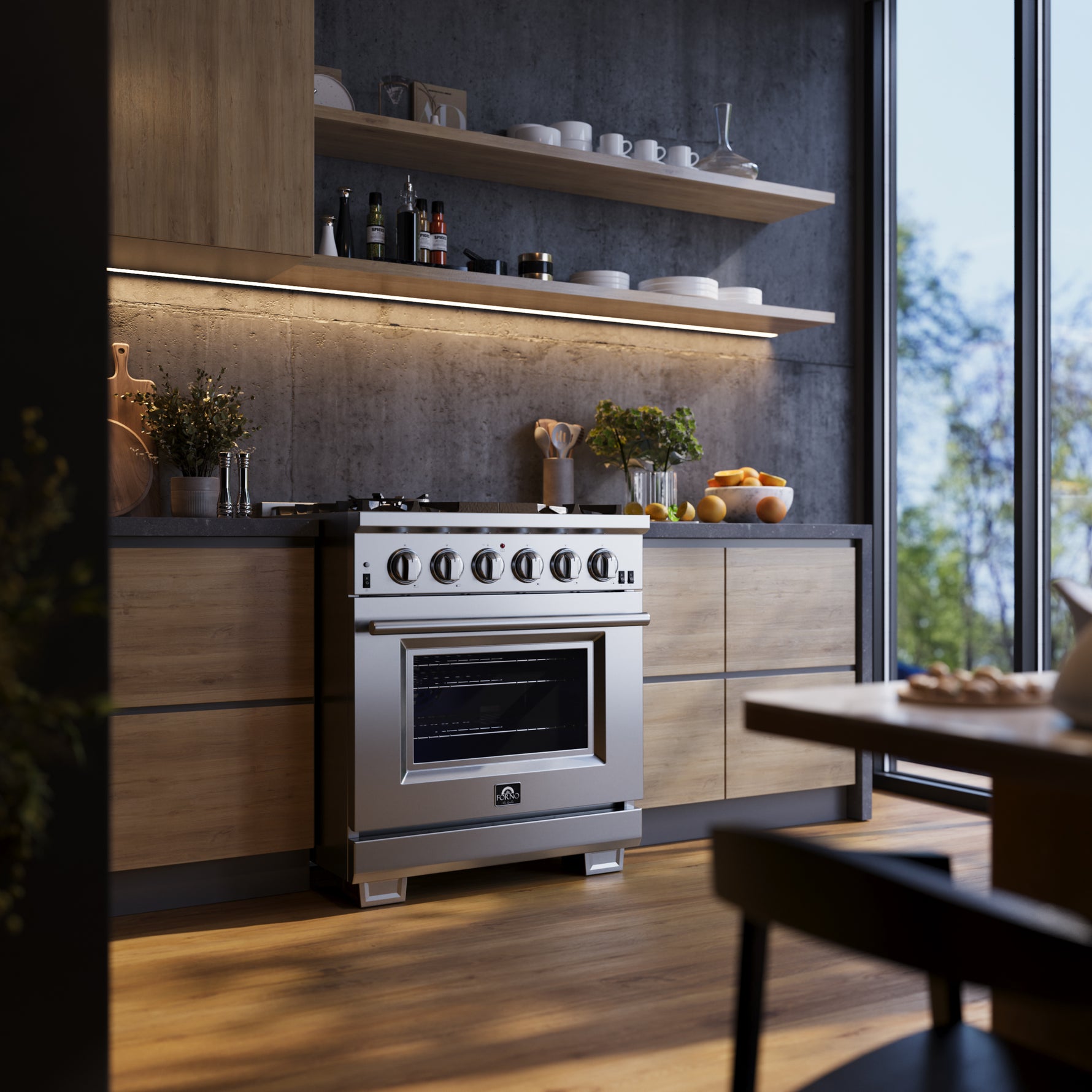 Forno Capriasca 30-Inch Freestanding Gas Range, 4 Burners, True Convection Oven - BonPrix Électroménagers