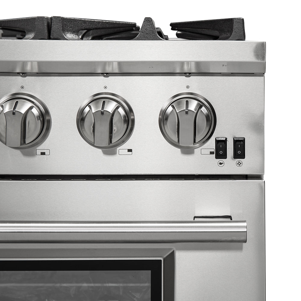Forno Capriasca 36-Inch Gas Range, Stainless Steel, 6 Brass Burners, 120,000 BTU, Convection Oven, Energy Efficient - BonPrix Électroménagers