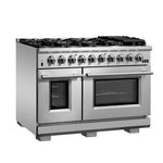 FORNO Capriasca 48-inch Gas Range Stainless Steel, 8 Brass Burners 160,000 BTU, 6.58 cu.ft. Double Oven - BonPrix Électroménagers