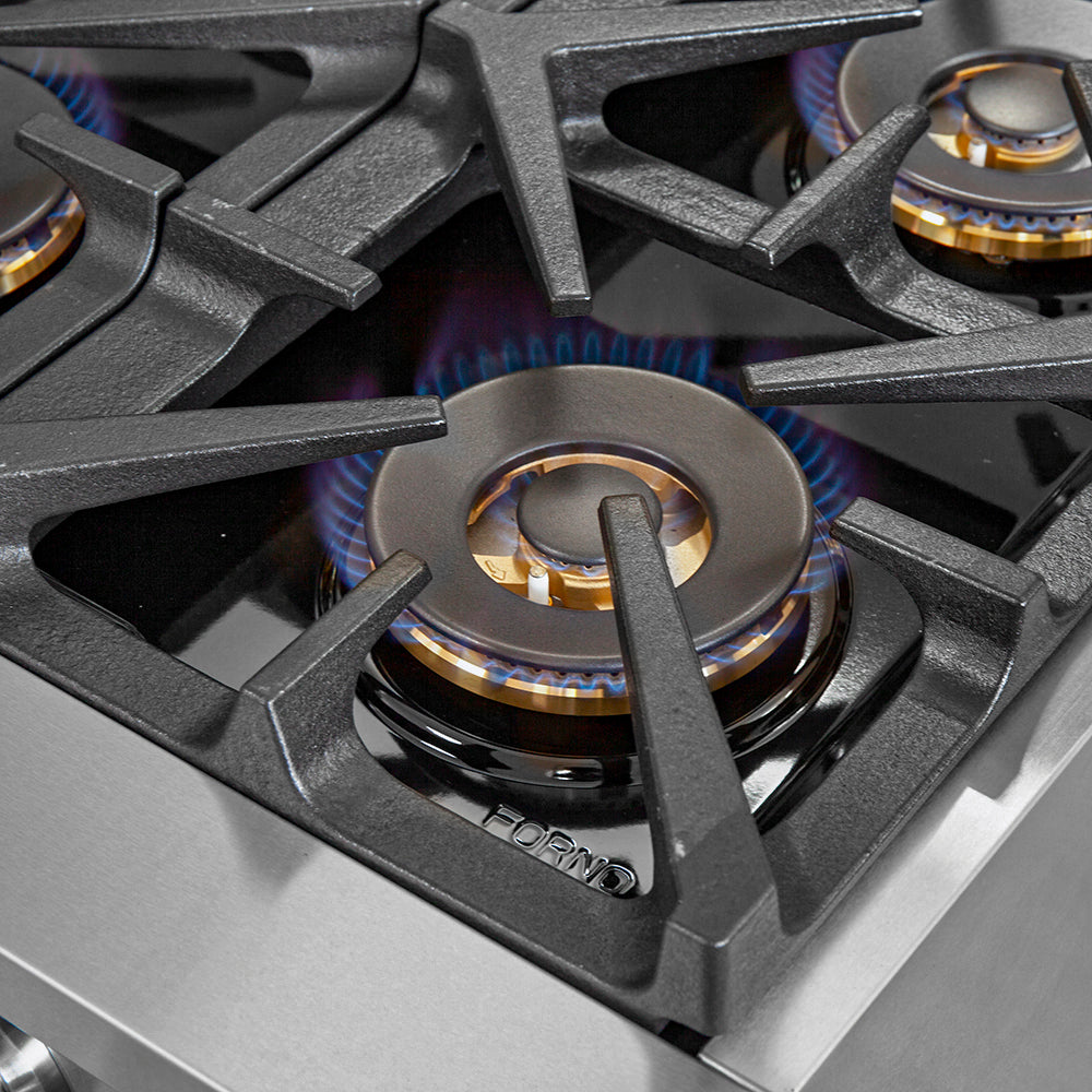 Forno Capriasca 36-Inch Gas Range, Stainless Steel, 6 Brass Burners, 120,000 BTU, Convection Oven, Energy Efficient - BonPrix Électroménagers