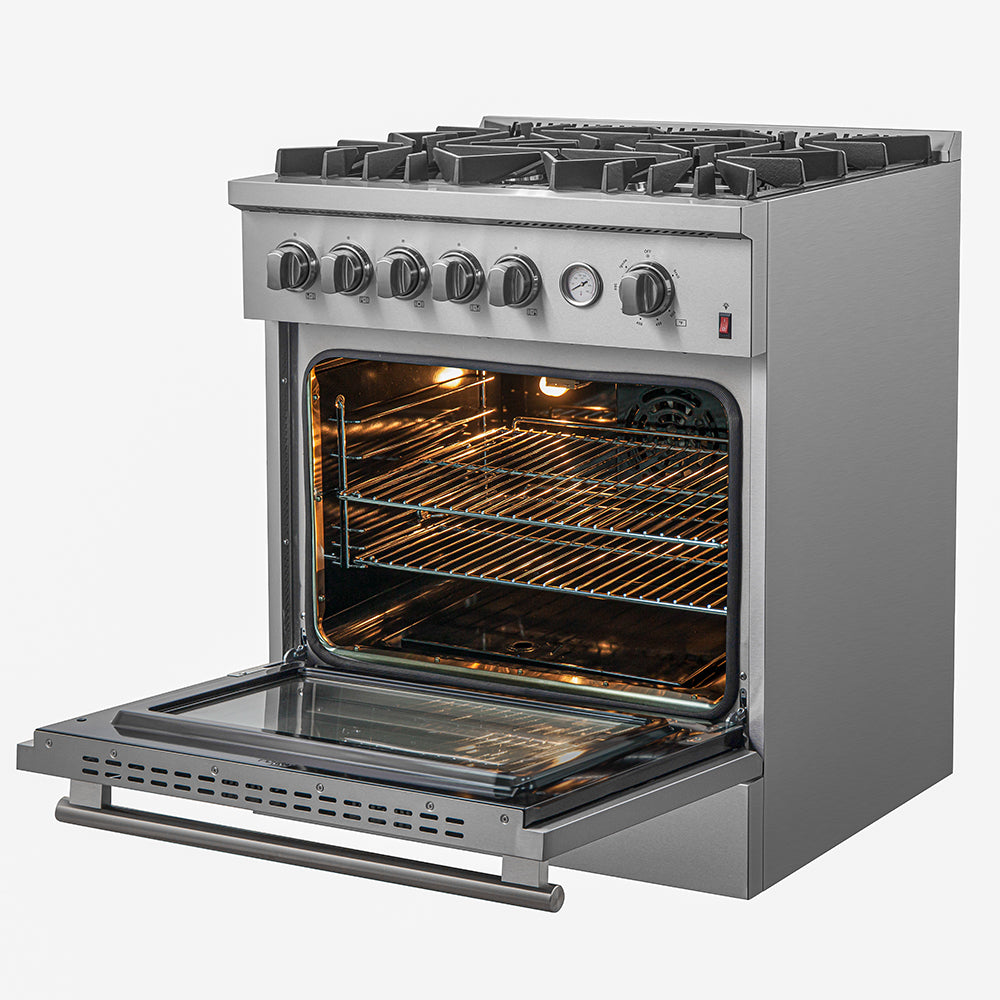 FORNO Giovanni 30-inch Gas Range Stainless Steel, 5 Burners 67,000 BTU, 4.32 cu.ft. Convection Oven - BonPrix Électroménagers