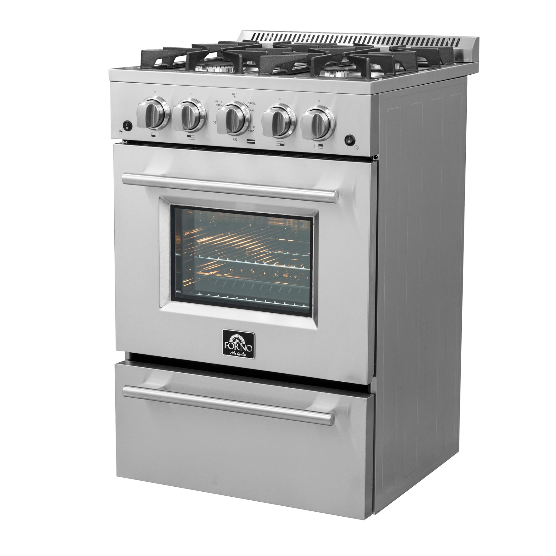 Forno Breno 24-Inch Freestanding Gas Range, Plug Included, Energy Efficient - BonPrix Électroménagers