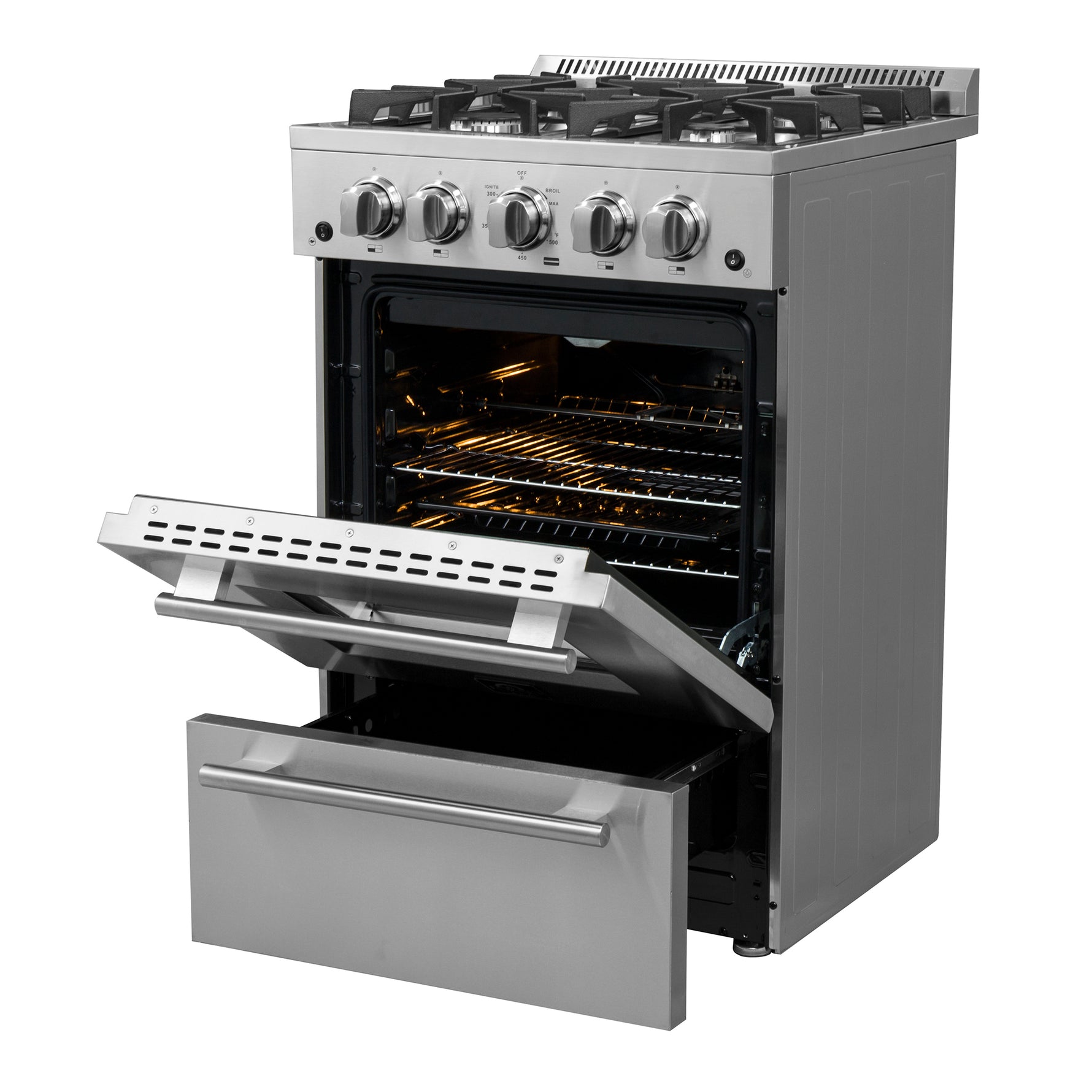 Forno Breno 24-Inch Freestanding Gas Range, Plug Included, Energy Efficient - BonPrix Électroménagers