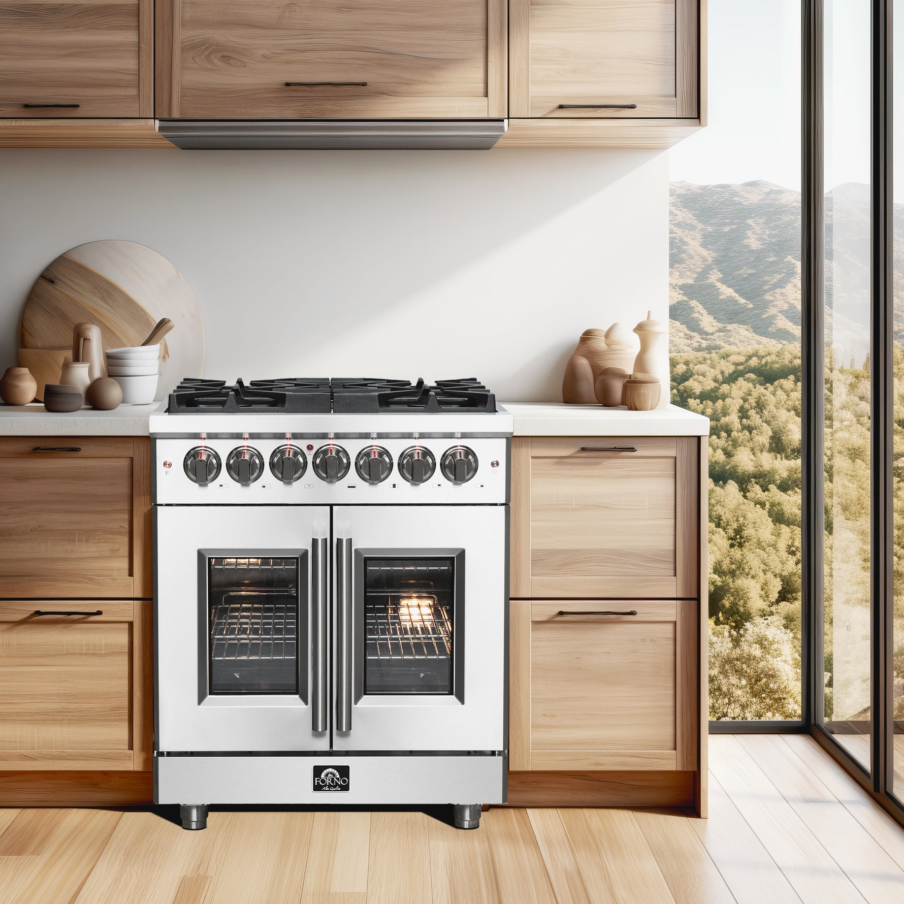 Forno Massimo 30-Inch Freestanding French Door Dual Fuel Range, 4 Burners, True Convection Oven - BonPrix Électroménagers