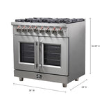 Forno Massimo 36-Inch Freestanding French Door Dual Fuel Range, 6 Burners, True Convection Oven - BonPrix Électroménagers