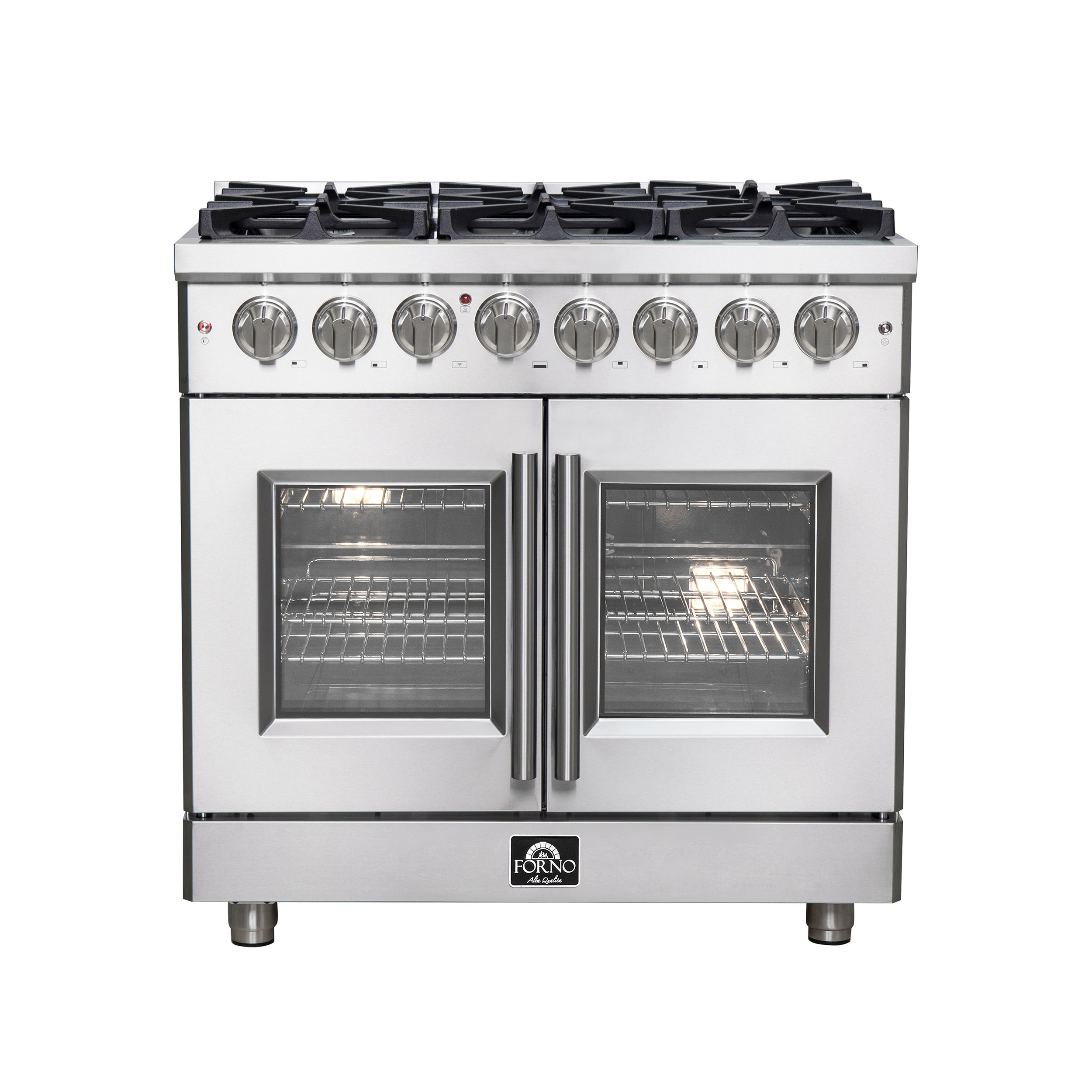 Forno Massimo 36-Inch Freestanding French Door Dual Fuel Range, 6 Burners, True Convection Oven - BonPrix Électroménagers
