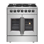 Forno Galiano 30-inch French Door Dual Fuel Range All Stainless Steel, 5 Sealed Burners 68,000 BTU, 4.32 cu.ft. True Convection Oven - BonPrix Électroménagers