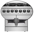 Forno Galiano 30-inch French Door Dual Fuel Range All Stainless Steel, 5 Sealed Burners 68,000 BTU, 4.32 cu.ft. True Convection Oven - BonPrix Électroménagers