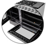 FORNO Galiano 48-Inch French Door Dual Fuel Range All Stainless Steel, 8 Sealed Burners, 107,000 BTU, Griddle, 6.58 cu.ft. Double Ovens - BonPrix Électroménagers