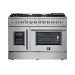 FORNO Galiano 48-Inch French Door Dual Fuel Range All Stainless Steel, 8 Sealed Burners, 107,000 BTU, Griddle, 6.58 cu.ft. Double Ovens - BonPrix Électroménagers