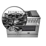 FORNO Galiano 48-Inch French Door Dual Fuel Range All Stainless Steel, 8 Sealed Burners, 107,000 BTU, Griddle, 6.58 cu.ft. Double Ovens - BonPrix Électroménagers