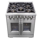 Forno Capriasca 30-Inch Freestanding French Door Dual Fuel Range, 4 Burners, True Convection Oven - BonPrix Électroménagers