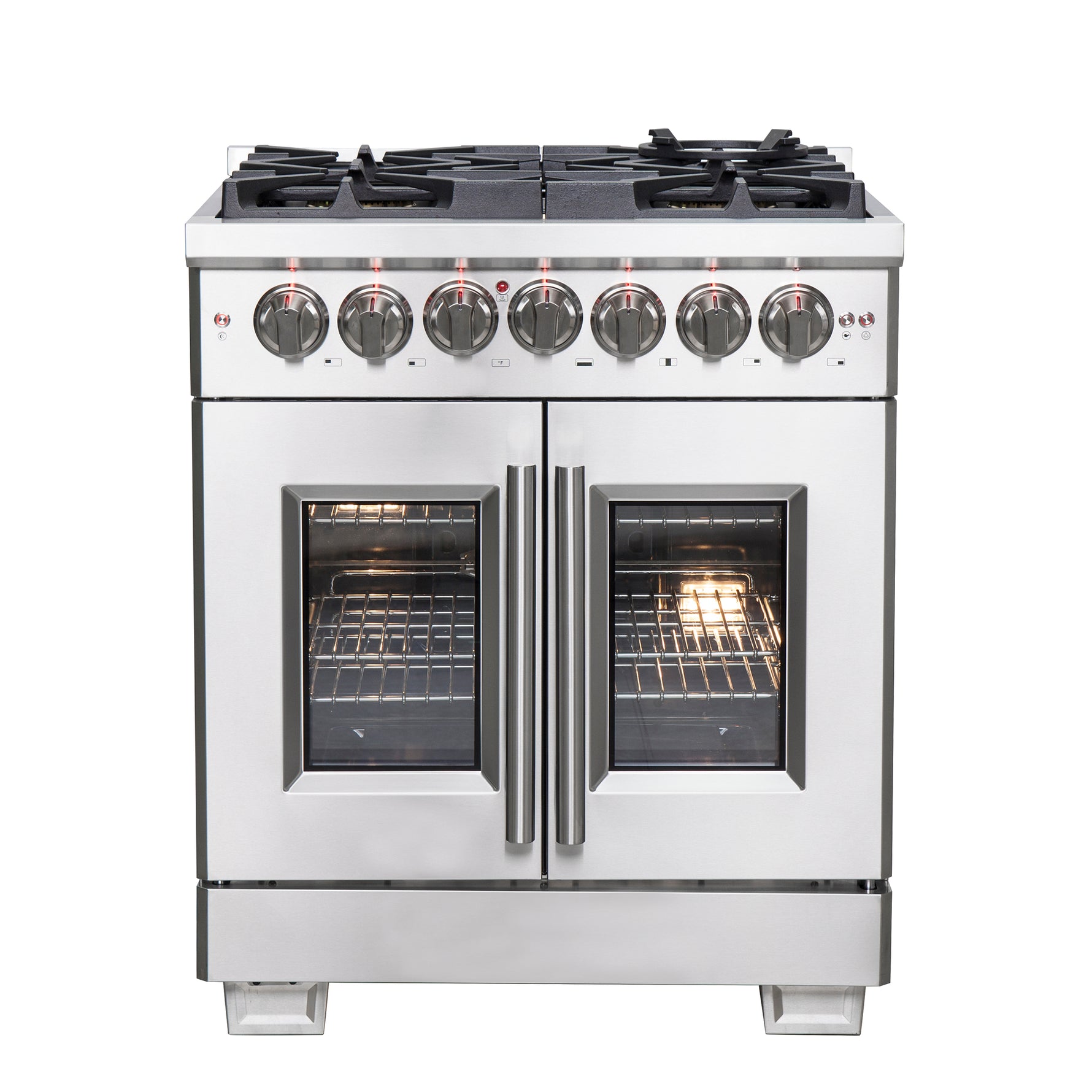 Forno Capriasca 30-Inch Freestanding French Door Dual Fuel Range, 4 Burners, True Convection Oven - BonPrix Électroménagers