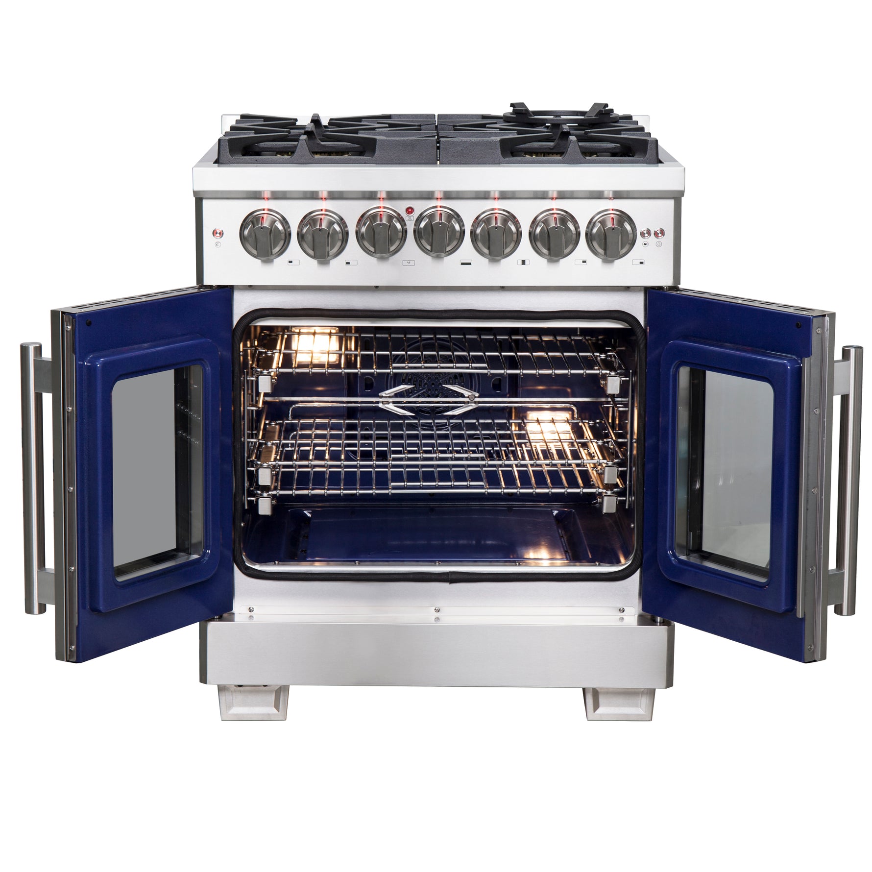 Forno Capriasca 30-Inch Freestanding French Door Dual Fuel Range, 4 Burners, True Convection Oven - BonPrix Électroménagers