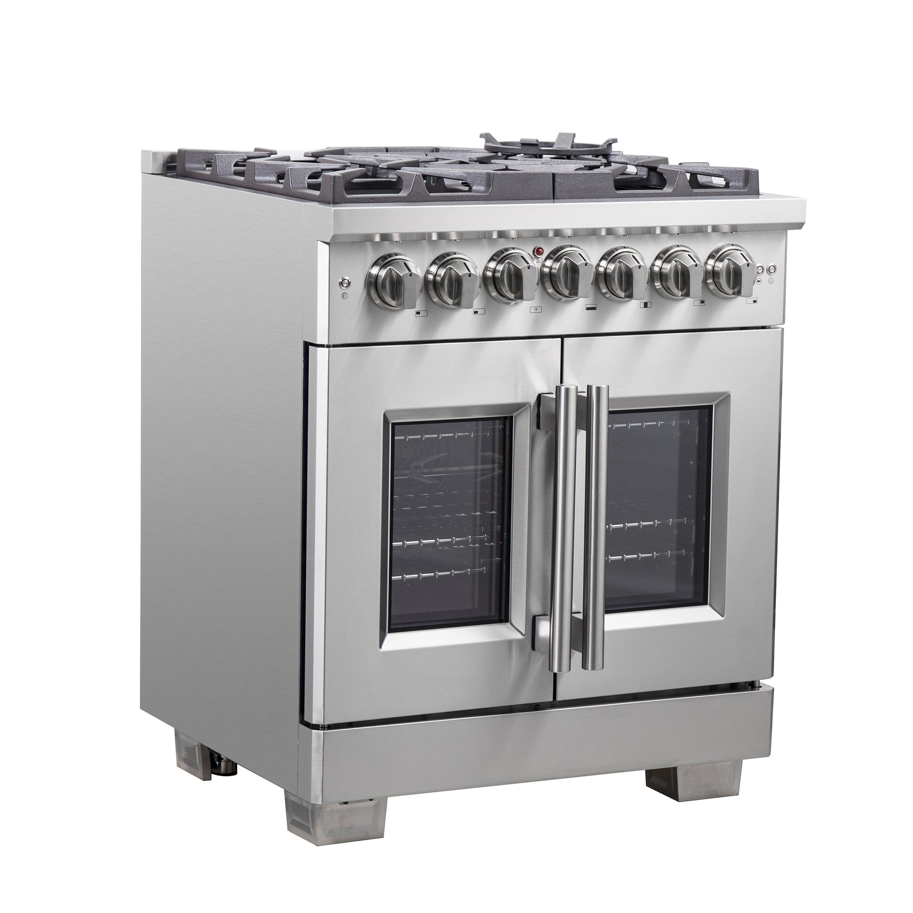 Forno Capriasca 30-Inch Freestanding French Door Dual Fuel Range, 4 Burners, True Convection Oven - BonPrix Électroménagers