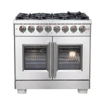 Forno Capriasca 36-Inch Freestanding French Door Dual Fuel Range, 6 Burners, True Convection Oven - BonPrix Électroménagers