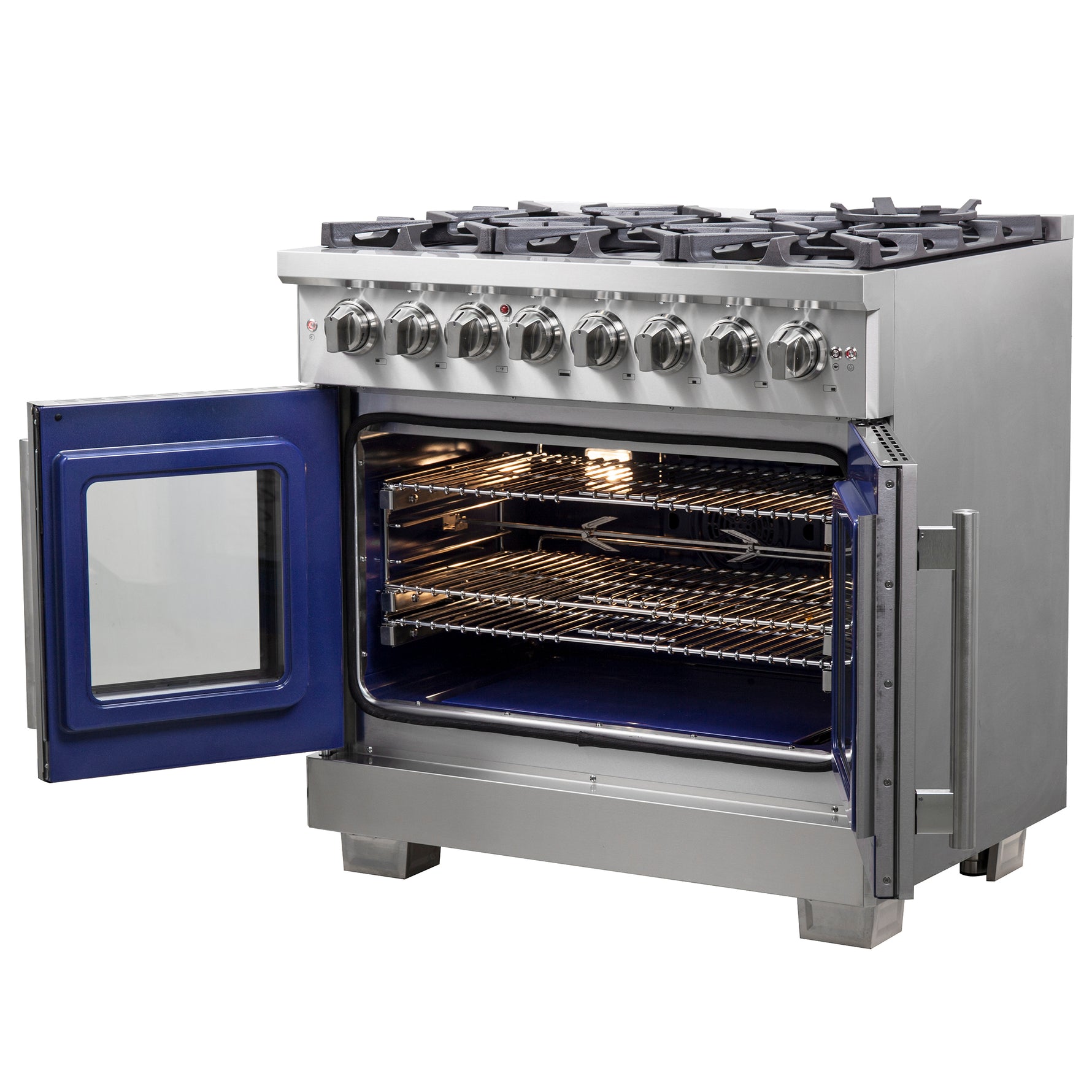 Forno Capriasca 36-Inch Freestanding French Door Dual Fuel Range, 6 Burners, True Convection Oven - BonPrix Électroménagers