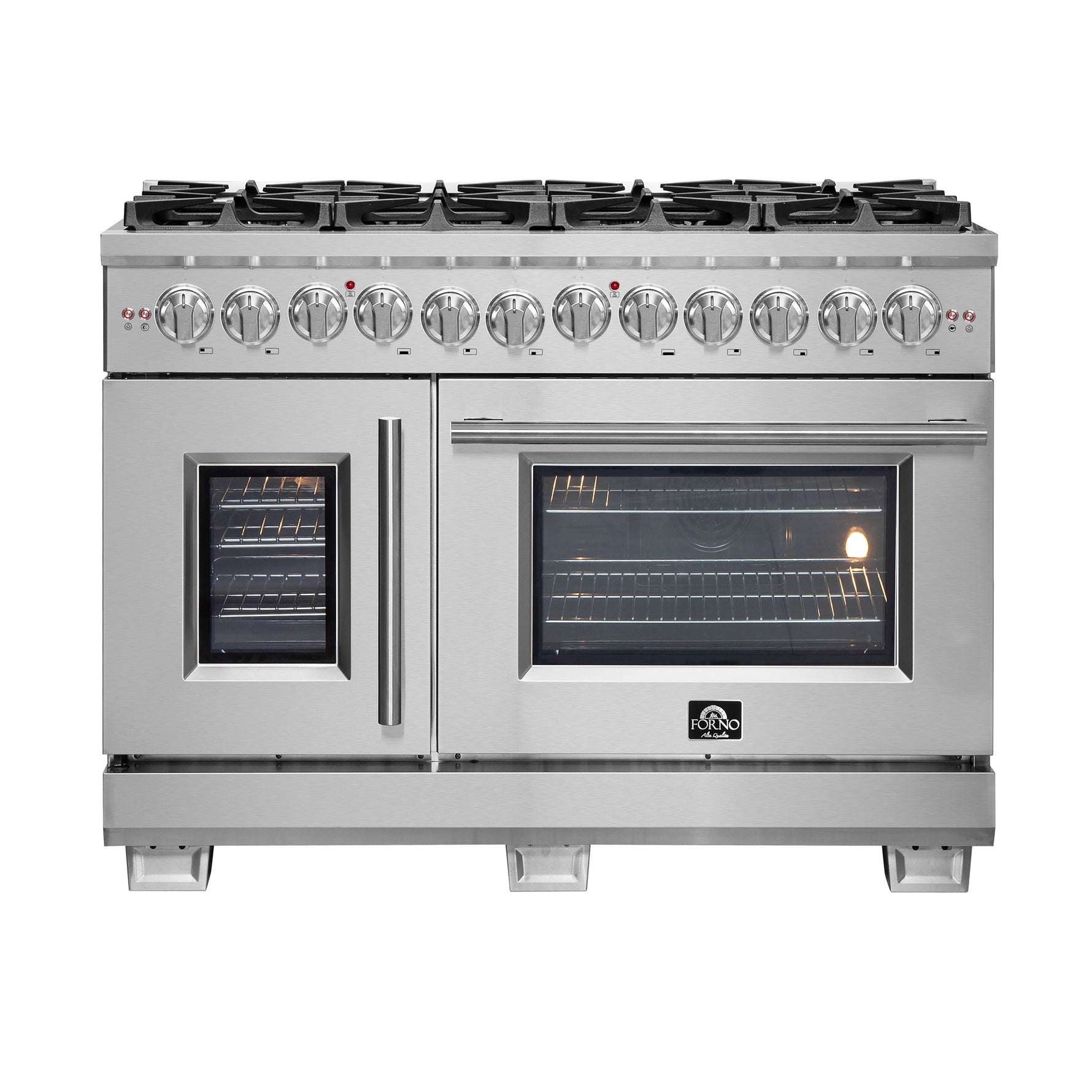 Forno Capriasca 48-Inch Freestanding French Door Dual Fuel Range, 8 Burners, True Convection Oven - BonPrix Électroménagers