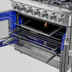 Forno Massimo 36-Inch Freestanding French Door Gas Range, 6 Burners, Convection Oven, Energy Efficient - BonPrix Électroménagers