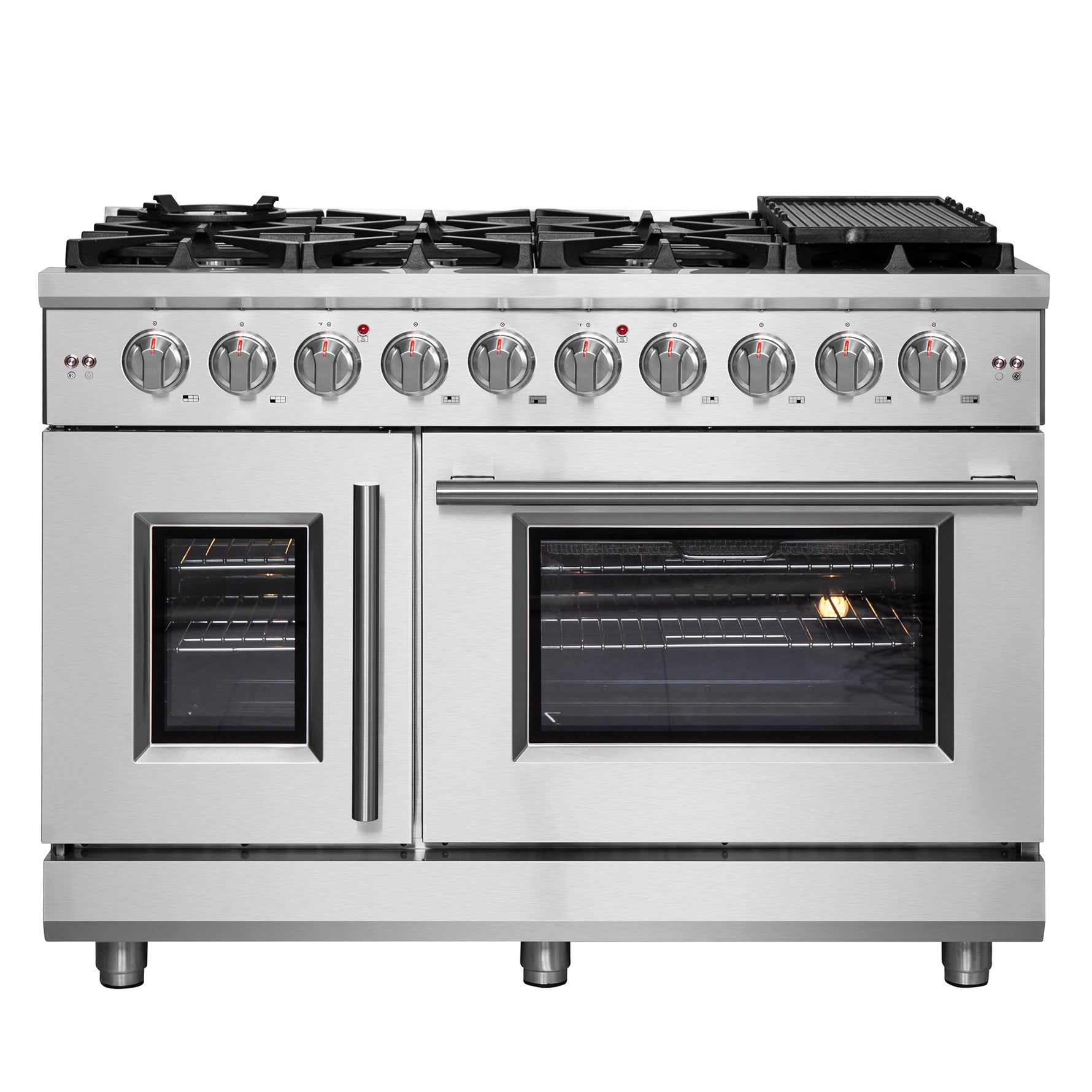 Forno Massimo 48-Inch Freestanding French Door Gas Range, 8 Burners, Convection Oven, Energy Efficient - BonPrix Électroménagers