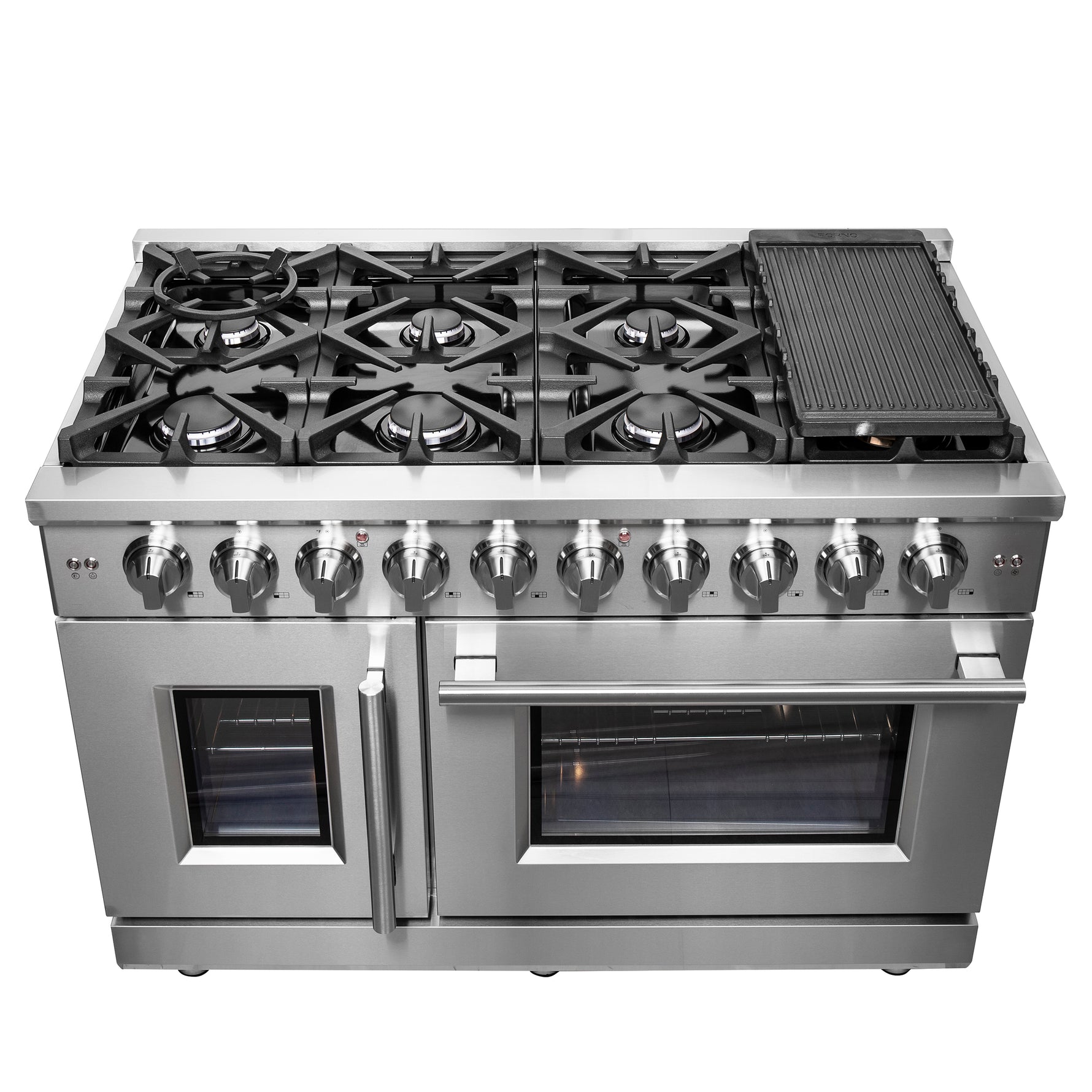 Forno Massimo 48-Inch Freestanding French Door Gas Range, 8 Burners, Convection Oven, Energy Efficient - BonPrix Électroménagers