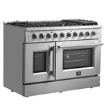Forno Galiano 48-Inch Freestanding French Door Gas Range, 8 Burners, Griddle, Convection Oven, Energy Efficient - BonPrix Électroménagers