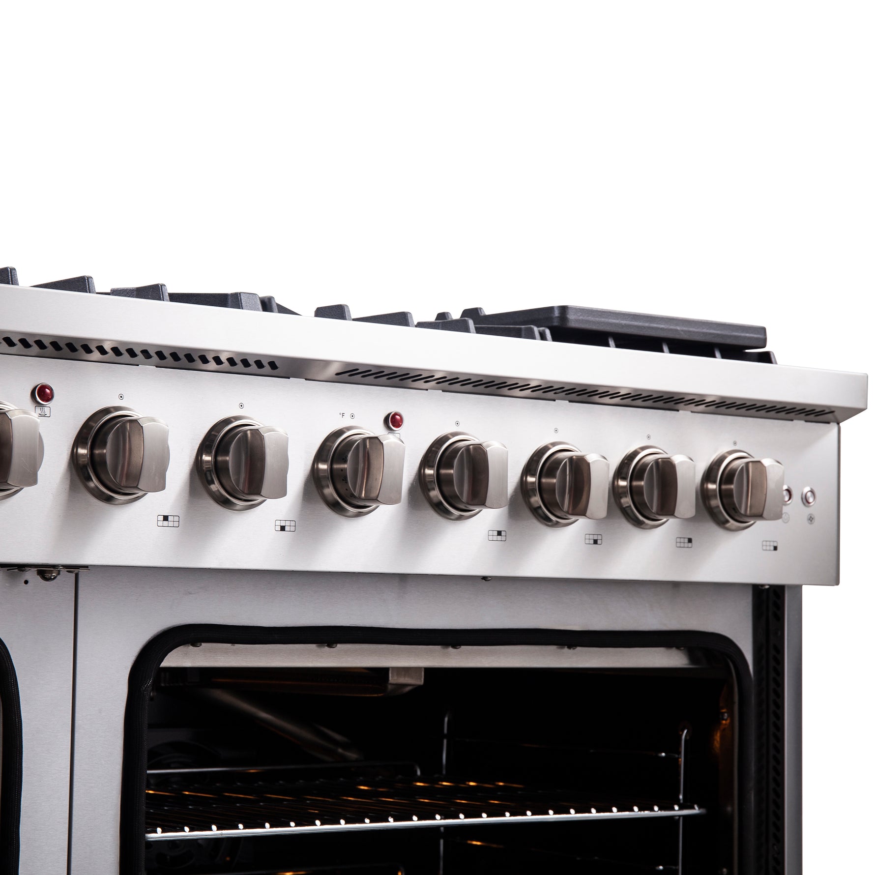 Forno Galiano 48-Inch Freestanding French Door Gas Range, 8 Burners, Griddle, Convection Oven, Energy Efficient - BonPrix Électroménagers