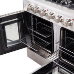 Forno Galiano 48-Inch Freestanding French Door Gas Range, 8 Burners, Griddle, Convection Oven, Energy Efficient - BonPrix Électroménagers