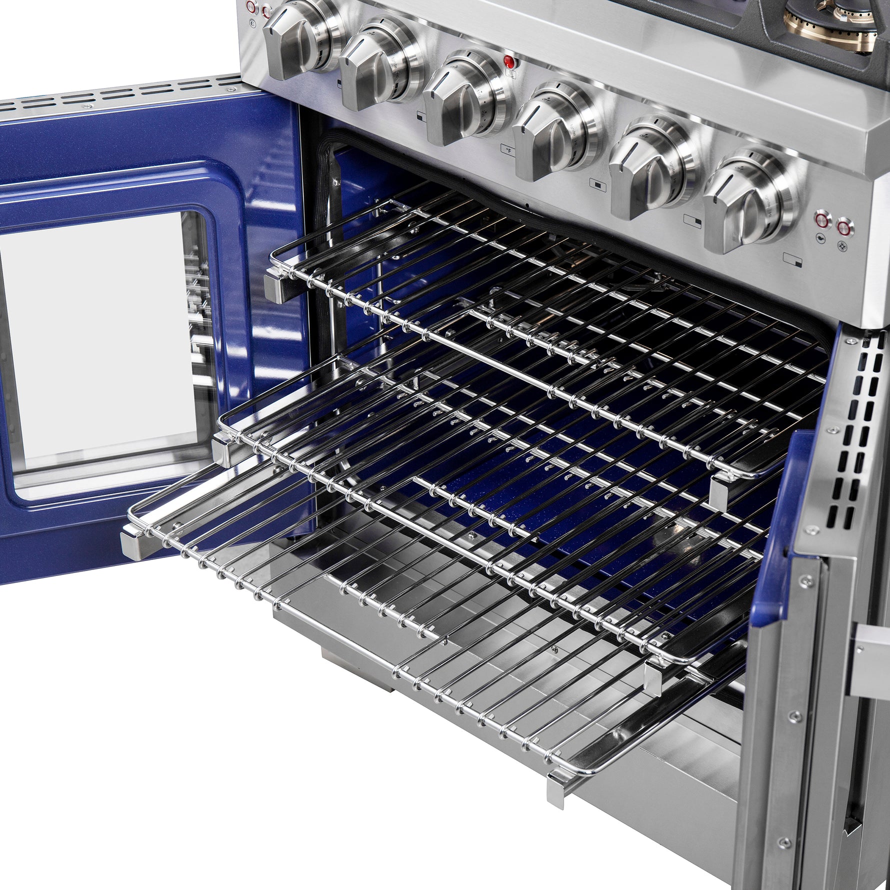 Forno Capriasca 30-Inch Freestanding French Door Gas Range, 4 Burners, Convection Oven, Energy Efficient - BonPrix Électroménagers