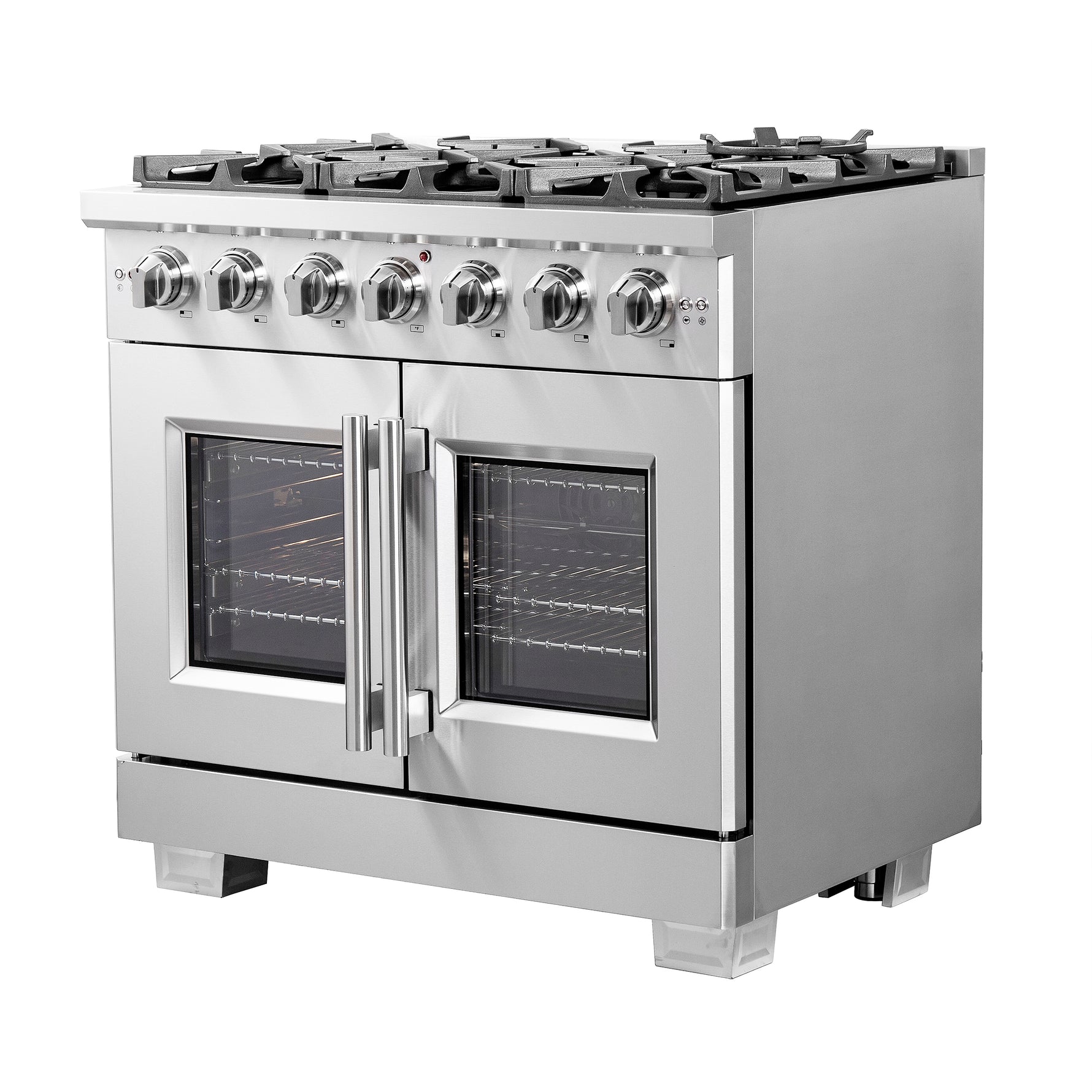 Forno Capriasca 36-Inch Freestanding French Door Gas Range, 6 Burners, Convection Oven, Energy Efficient - BonPrix Électroménagers
