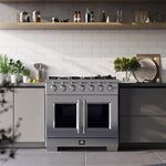 Forno Capriasca 36-Inch Freestanding French Door Gas Range, 6 Burners, Convection Oven, Energy Efficient - BonPrix Électroménagers