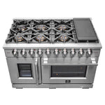 Forno Capriasca 48-Inch Freestanding French Door Gas Range, 8 Burners, Convection Oven, Energy Efficient - BonPrix Électroménagers