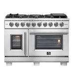 Forno Capriasca 48-Inch Freestanding French Door Gas Range, 8 Burners, Convection Oven, Energy Efficient - BonPrix Électroménagers