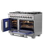 Forno Capriasca 48-Inch Freestanding French Door Gas Range, 8 Burners, Convection Oven, Energy Efficient - BonPrix Électroménagers